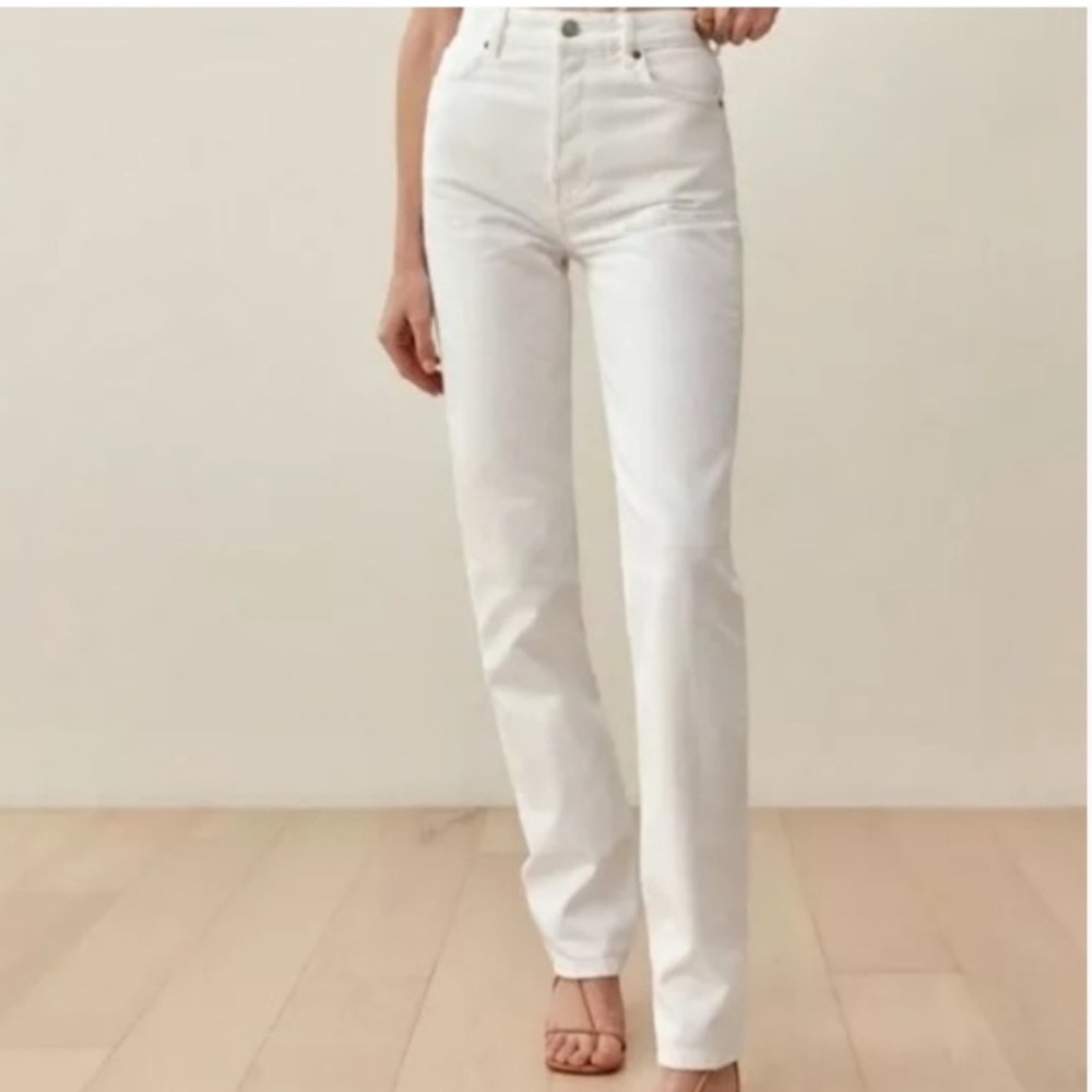 Reformation Jeans Cynthia High Rise Straight Jean 25 Vintage White Denim - Picture 6 of 6